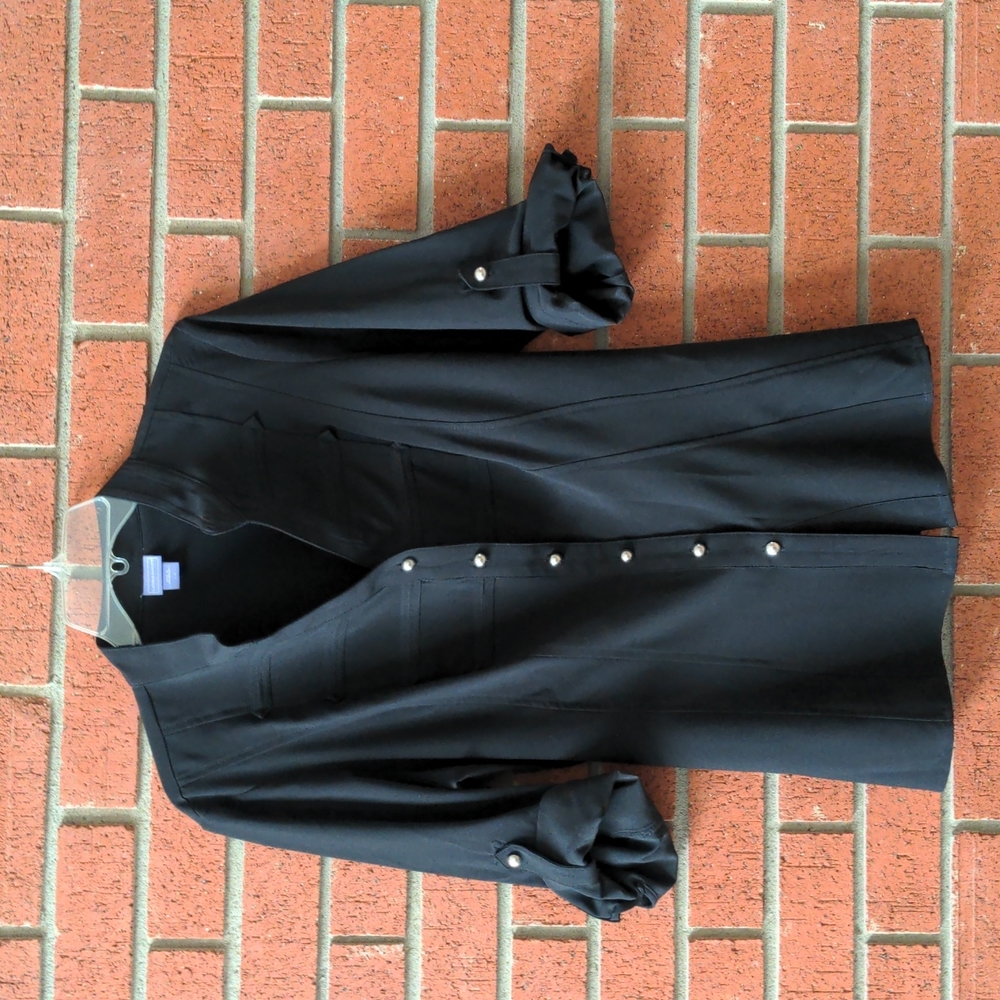 Laura Scott Majorette Style Button-up Black Blouse